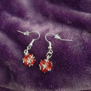 Ruby sterling silver earrings